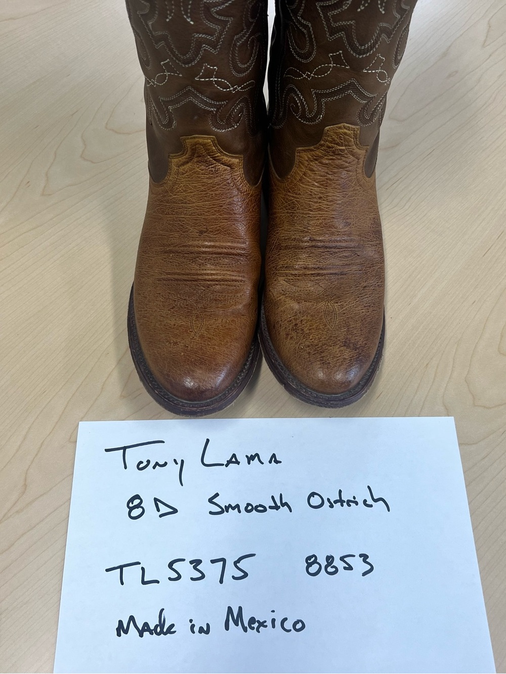 Tony Lama 8D smooth ostrich skin Brown Western Cowboy Boots